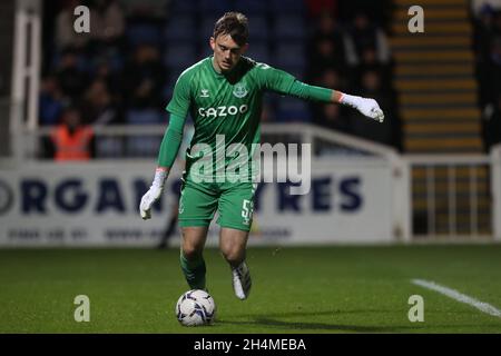 HARTLEPOOL, GROSSBRITANNIEN. 2. NOVEMBER Evertons Harry Tirer während des Spiels der EFL Trophy zwischen Hartlepool United und Everton im Victoria Park, Hartlepool am Dienstag, den 2. November 2021. (Kredit: Mark Fletcher | MI News) Kredit: MI Nachrichten & Sport /Alamy Live News Stockfoto