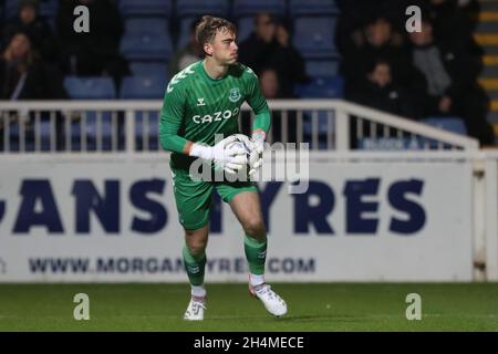 HARTLEPOOL, GROSSBRITANNIEN. 2. NOVEMBER Evertons Harry Tirer während des Spiels der EFL Trophy zwischen Hartlepool United und Everton im Victoria Park, Hartlepool am Dienstag, den 2. November 2021. (Kredit: Mark Fletcher | MI News) Kredit: MI Nachrichten & Sport /Alamy Live News Stockfoto