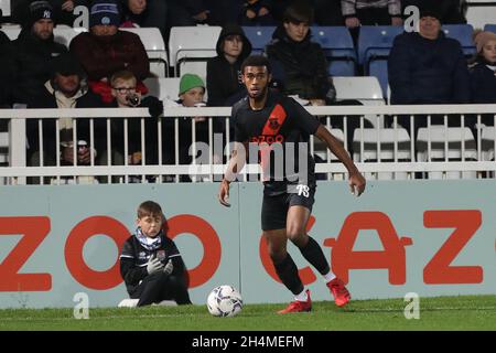 HARTLEPOOL, GROSSBRITANNIEN. 2. NOVEMBER Evertons Elijah Campbell in Aktion während des EFL Trophy-Spiels zwischen Hartlepool United und Everton im Victoria Park, Hartlepool am Dienstag, 2. November 2021. (Kredit: Mark Fletcher | MI News) Kredit: MI Nachrichten & Sport /Alamy Live News Stockfoto