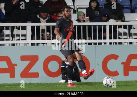 HARTLEPOOL, GROSSBRITANNIEN. 2. NOVEMBER Evertons Elijah Campbell in Aktion während des EFL Trophy-Spiels zwischen Hartlepool United und Everton im Victoria Park, Hartlepool am Dienstag, 2. November 2021. (Kredit: Mark Fletcher | MI News) Kredit: MI Nachrichten & Sport /Alamy Live News Stockfoto