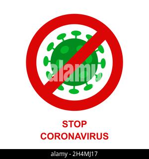 Wuhan neues respiratorisches Coronavirus 2019 und rotes STOP-Cov-Verbotszeichen. Vorsicht 2019-nCoV-Virus. Ausbruch der COVID-2019-Krankheit. Gefährliche Probleme vermeiden Stock Vektor