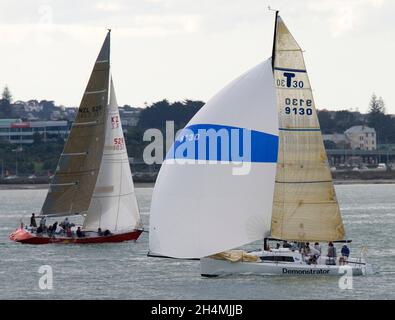 Thompson 30 (9130) am Waitemata Harbour während der RNZYS Saturday Winter Series. Auckland, Neuseeland am Samstag, 5. Mai 2007 Stockfoto