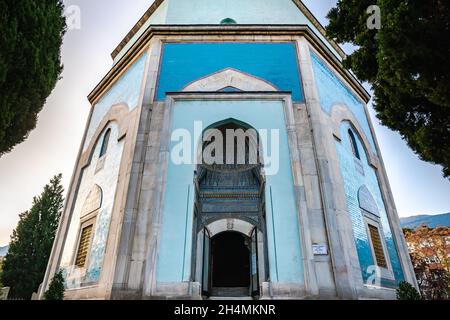 Das Grüne Grab (türkisch: Yeşil Türbe), ein Mausoleum des fünften osmanischen Sultans, Mehmed I., in Bursa, Türkei. Stockfoto