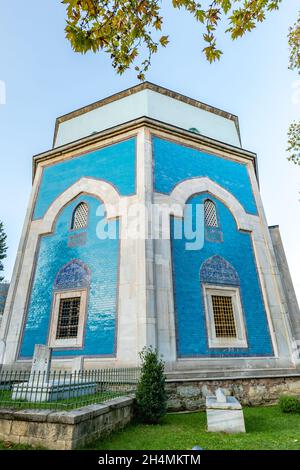 Das Grüne Grab (türkisch: Yeşil Türbe), ein Mausoleum des fünften osmanischen Sultans, Mehmed I., in Bursa, Türkei. Stockfoto