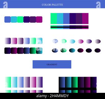 Herstellung glänzende Farbpalette Muster Vektor-Set. Stoff, Kleidung, Dekorationsideen, Business-Technologie, Textil. Inneneinrichtung, Stoffideen. Stock Vektor