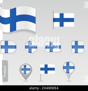 Finnland Symbol Set von Flaggen EPS 10 Stock Vektor