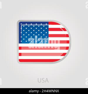 Die Flag-Taste der Vereinigten Staaten von Amerika eps 10 Stock Vektor