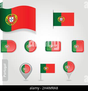 Portugal Icon Flaggen-Set EPS 10 Stock Vektor