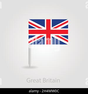 Vereinigtes Königreich Flagge Pin Karte Symbol, isolierte Vektor-Illustration eps 10 Stock Vektor
