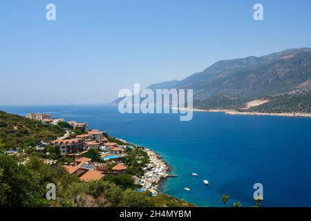 Mittelmeerküste in Kas Stadt Antalya Provinz der Türkei. Stockfoto