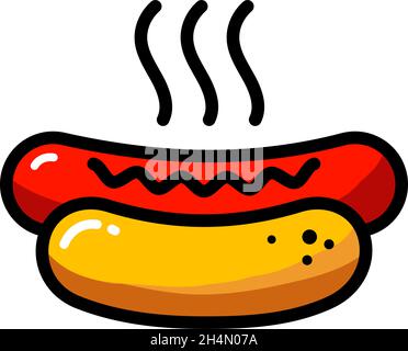 Vektor-Hotdog-Vorlage für einfache Symbole. Farbe Street Fast Food Symbol Abbildung. Flat american Hot Dog Logo Hintergrund. Einfaches Konzept für Café, Stall, Stock Vektor