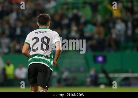 Lissabon, Portugal. November 2021. Pedro Gonçalves Mittelfeldspieler von Sporting CP im Einsatz beim UEFA Champions League-Spiel der Gruppe C zwischen Sporting CP und Besiktas am 03. November 2021 im Jose Alvalade Stadium in Lissabon, Portugal. Valter Gouveia/SPP Credit: SPP Sport Press Photo. /Alamy Live News Stockfoto