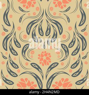 Blumenmuster mit Blumen und Blättern Fantasy Blumen Abstrakt geometrische Fantasie Stock Vektor