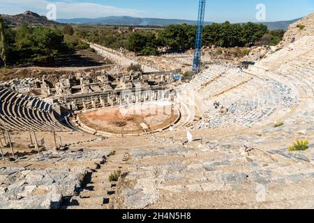 Ephesus, Türkei – 2. November 2020. Das große Theater von Ephesus, Türkei. Stockfoto