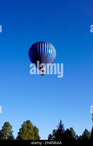 Heißluftballon über den Baumkronen Stockfoto
