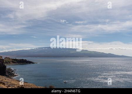 Landschaftlich reizvoller Panoramablick auf die Maalaea Bay vista, Maui, Hawaii Stockfoto