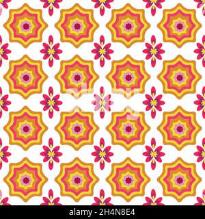 Abstraktes Muster im Retro-Stil. Vintage-Hippie und 70er-Jahre-Style. Stock Vektor
