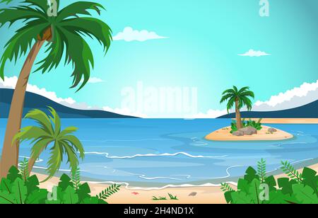 Insel Strand Meer Urlaub Urlaub Tropischer Sommer Vektor Illustration Stock Vektor