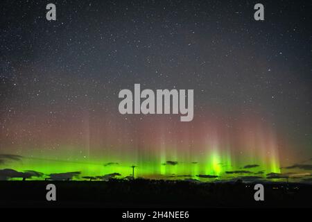 Finnich Glen, Schottland, Großbritannien. 4. November, 2021. Wetter : Nordlichter schottland in der Nähe von finnich glen Credit: Glaphoto/Alamy Live News Stockfoto