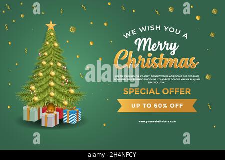 vector weihnachten Sale Banner mit Kiefer und Geschenk-Boxen Stock Vektor