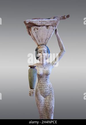 Ägyptische Holzskulptur einer weiblichen Lageropfer, 1963-1862 v. Chr., Start 12. Duynastie, Holz. Louvre Museum Inv. E10781. Die Statue zeigt ein Weibchen Stockfoto