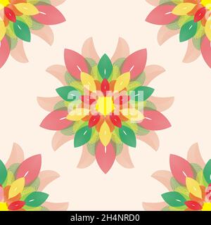 Illustration von nahtlosen Muster von verschiedenen farbigen Blumen isoliert auf weißem Hintergrund. Vektorgrafik Stock Vektor