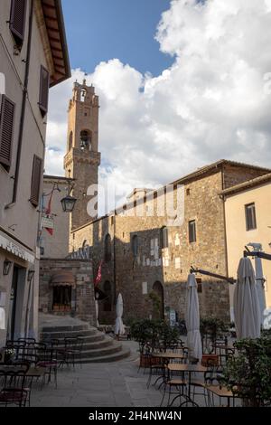 Montalcino Dorf und Häuser Blick, Toskana, Italien Stockfoto
