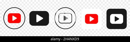 Neue und alte YouTube-Logotypen gesetzt. YouTube ist eine Video-Sharing-Website. Stockfoto