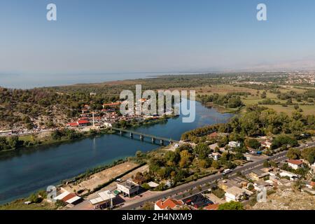 Über shkoder Stadt von rozafa Burg Stockfoto