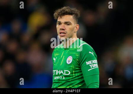 Manchester, Großbritannien. November 2021. Ederson #31 von Manchester City in Manchester, Vereinigtes Königreich am 11/3/2021. (Foto von Conor Molloy/News Images/Sipa USA) Quelle: SIPA USA/Alamy Live News Stockfoto