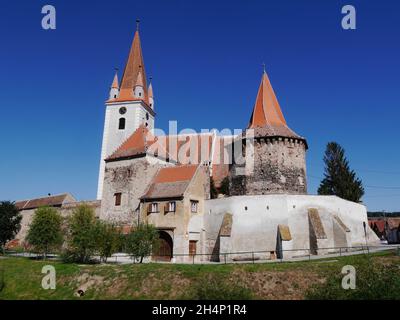 Volle Ansicht, Cristian Wehrkirche, Siebenbürgen, Rumänien Stockfoto