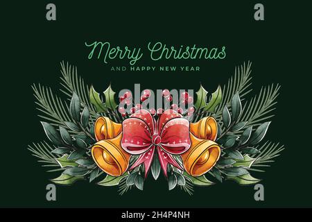 Aquarell weihnachten Hintergrund mit Glocken Vektor-Design Illustration Stock Vektor