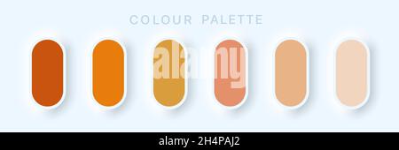 Katalog Der Leitungspalette. Beispiele für Pastell-Farben. Bunte weiche Knöpfe oder lebendige Farbkugeln flach. Neomorphismus Vektordarstellung. Stock Vektor