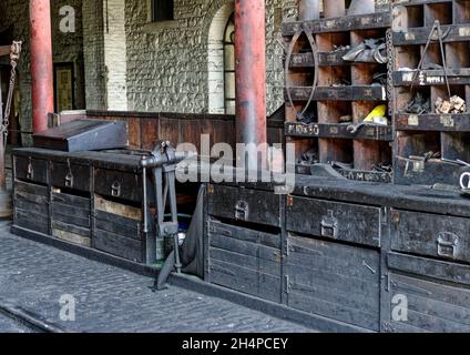 In den 1820er Jahren im Lokoschuppen der Pockerly Tramway im Beamish Museum in der Grafschaft Durham. Stockfoto