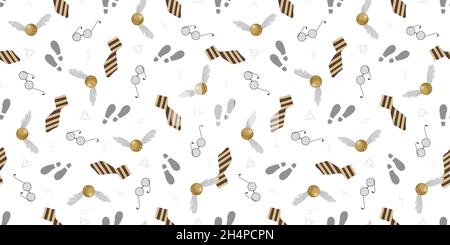 Muster zum Thema Magie. Karte mit Marodeus-Fußabdrücken. Schuhspuren. Schuhabdruck. Stock Vektor