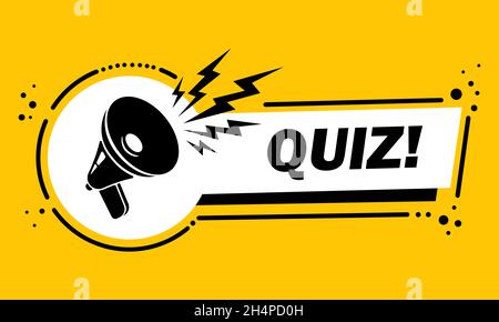 Megaphon mit Quiz Speech Bubble Banner. Lautsprecher. Label für Business, Marketing und Werbung. Vektor auf isoliertem Hintergrund. EPS 10. Stock Vektor