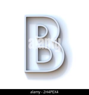 Graue extrudierte umrissene Schriftart mit schattiger 3D-Darstellung von Letter B auf weißem Hintergrund Stockfoto