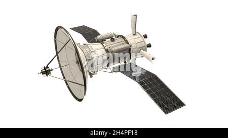 Moderner Satellit isoliert auf weißem Hintergrund 3d-Illustration Stockfoto