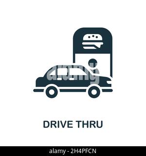 Drive-Thru-Symbol. Monochromes Schild aus der Sammlung zum Mitnehmen. Creative Drive Thru Icon Illustration für Webdesign, Infografiken und mehr Stock Vektor