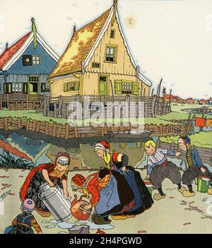 Urige Illustration des traditionellen Lebens in Holland, veröffentlicht um 1928 Stockfoto