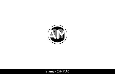 BUCHSTABEN MIT AM-LOGO-DESIGN MIT NEGATIVEM RAUTEFFEKT FÜR DIE ILLUSTRATION Stock Vektor