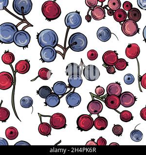 Heller Beerenhintergrund mit Johannisbeeren und roten Johannisbeeren Stock Vektor