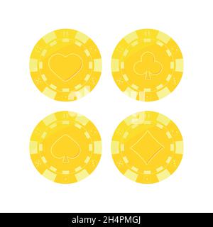 Gold Poker Chips vip-Set mit Karte passt Illustration. Stock Vektor