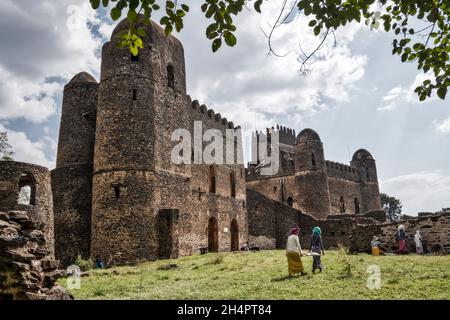Schlösser in Gondar, Ahmara, Äthiopien Stockfoto