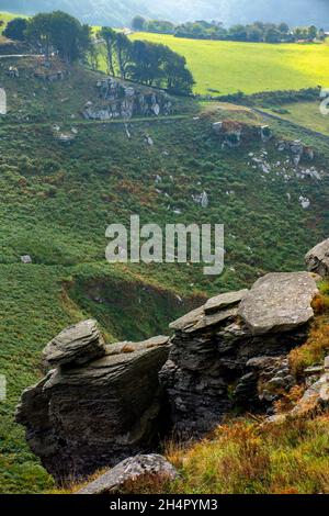 Blick nach Westen vom Gipfel des Valley of Rocks in der Nähe von Lynmouth im Exmoor National Park North Devon England Stockfoto