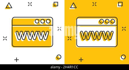 Website-Domain-Symbol im Comic-Stil. Www Internet-Adresse Karikatur Vektor-Illustration auf weißem isolierten Hintergrund. Server-Splash-Effekt für die Geschäftswelt Stock Vektor