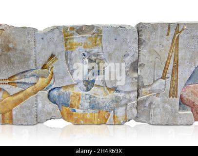 Ancinet ägyptische Grabdekoration, die Gottheit darstellt, 1279-1213 v. Chr. Aus dem kleinen Tempel, der von König Rameses II. In Abydos erbaut wurde. Louvre Museum N 127 oder N 128 Stockfoto