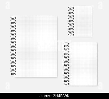 Notizbuch-Set mit Drahtring und Gitterfutter. FORMATE A4, A5, A6 Stock Vektor