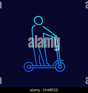 Kick Scooter Linie Symbol mit Mann, Vektor Stock Vektor