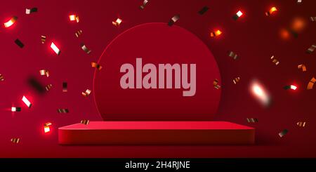 Abstrakter Szenenhintergrund. Podium Hintergrund mit Konfetti. Produktpräsentation, Mock-up, Show kosmetische Produkt, Podium, Bühne Sockel oder Plattform. Vektorgrafik Stock Vektor